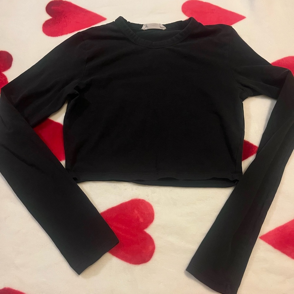 Cotton On Black Long Sleeve Crop Top